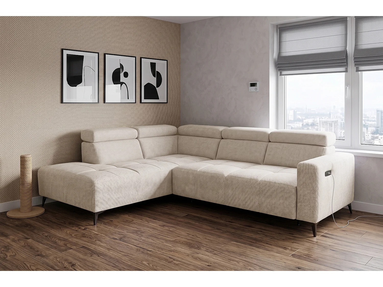 Narożnik Velvet ultra komfort – efekt chmury – miękka tkanina premium – funkcja relax