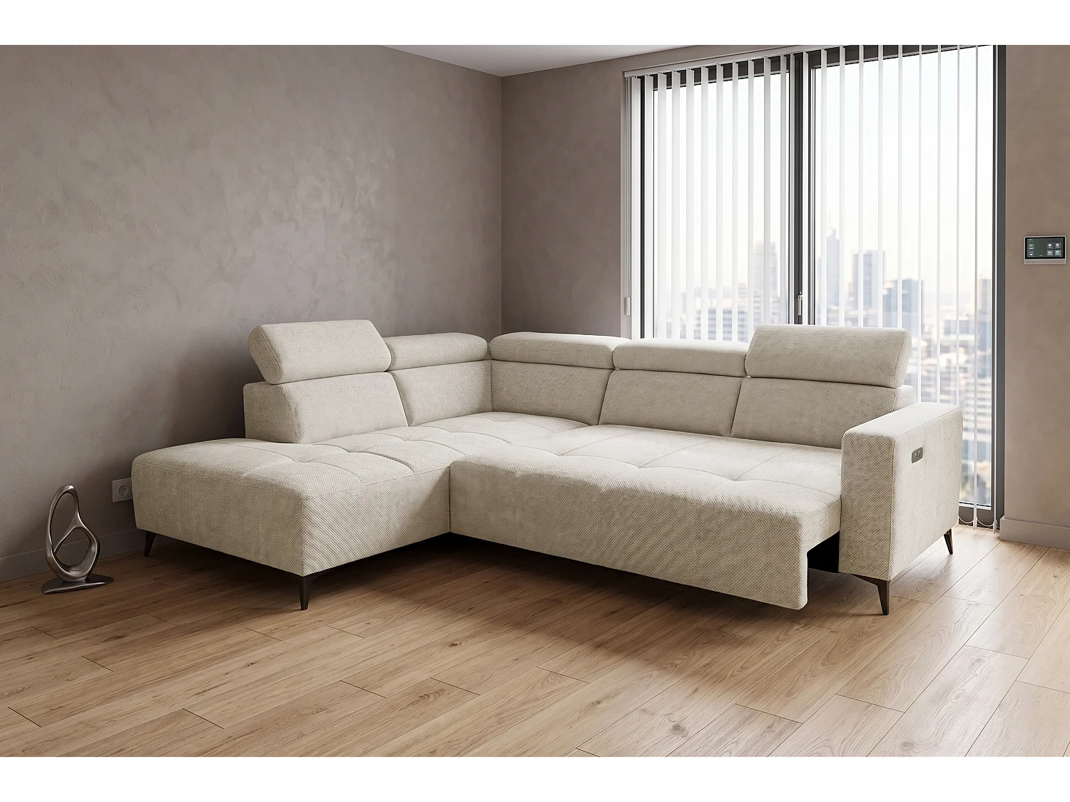 Narożnik Velvet ultra komfort – efekt chmury – miękka tkanina premium – funkcja relax