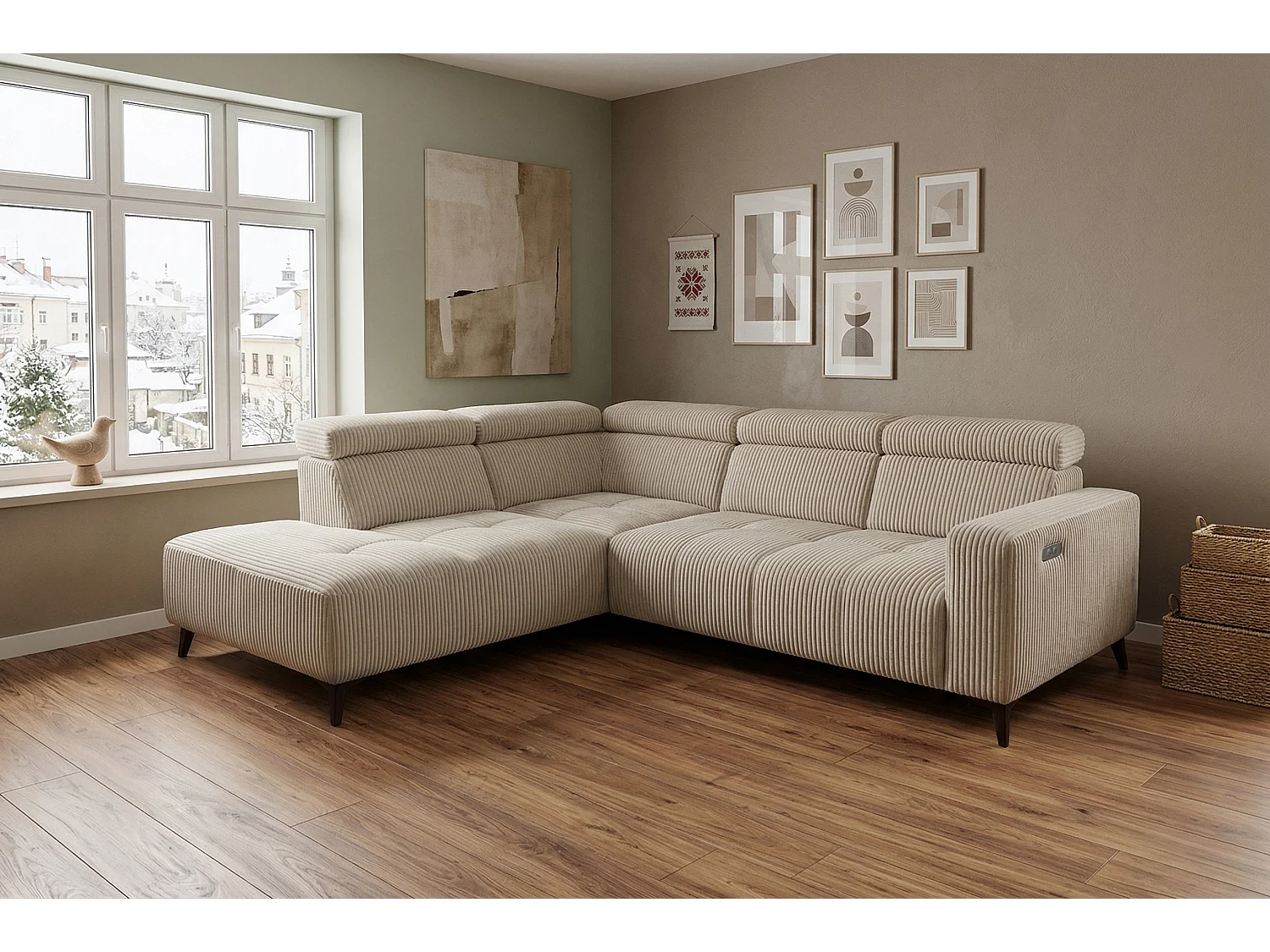 Canapé d’angle Velvet confort profond – effet nuage (cloud sofa) – tissu premium – salon moderne