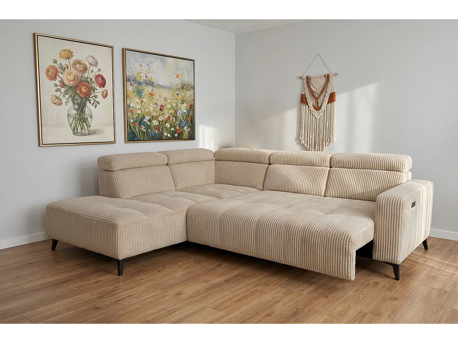 Canapé d’angle Velvet confort profond – effet nuage (cloud sofa) – tissu premium – salon moderne