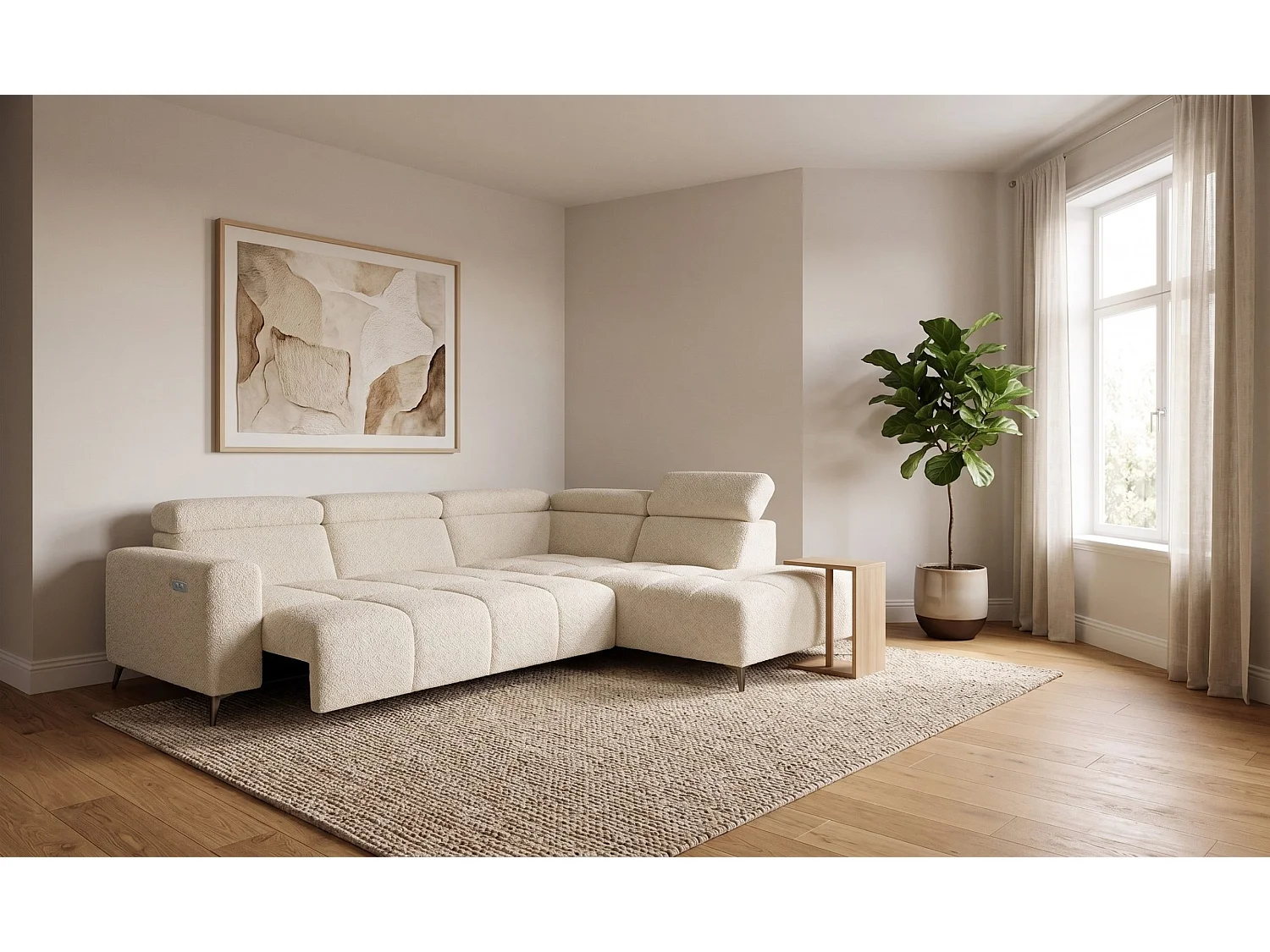 Canapé d’angle Velvet confort profond – effet nuage (cloud sofa) – tissu premium – salon moderne