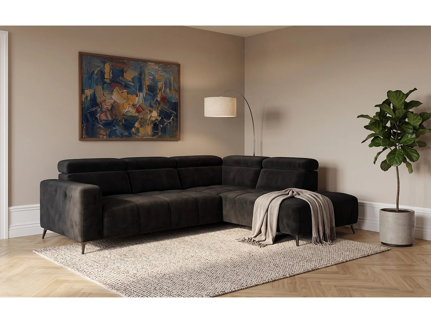 Narożnik Velvet ultra komfort – efekt chmury – miękka tkanina premium – funkcja relax