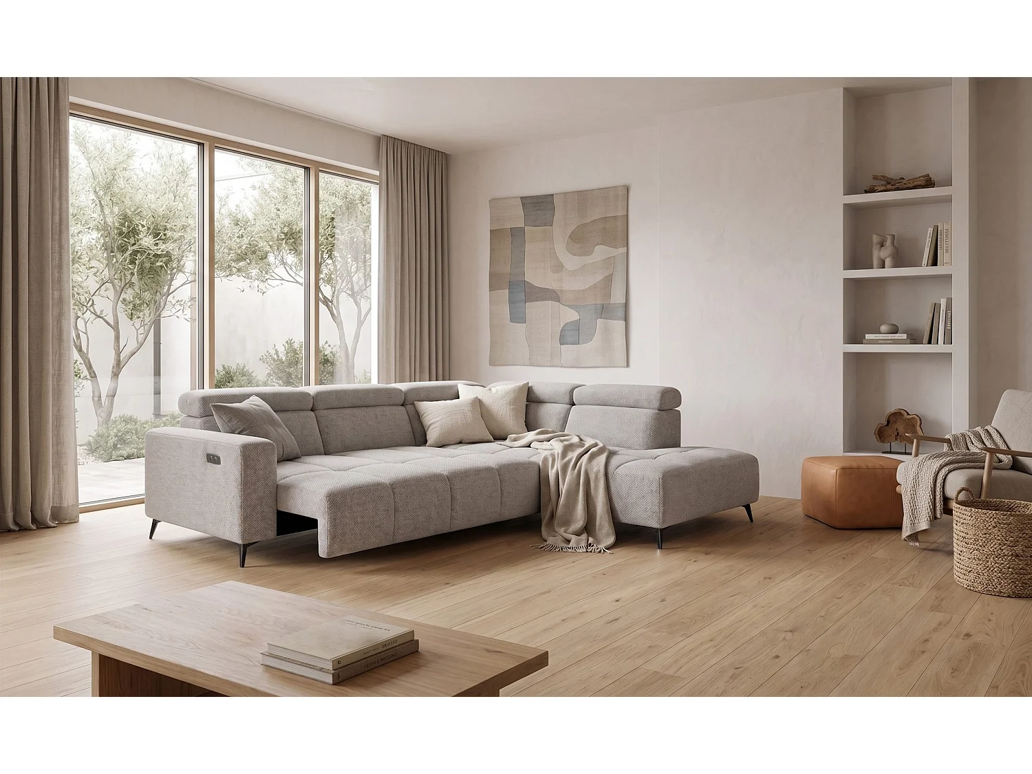 Narożnik Velvet ultra komfort – efekt chmury – miękka tkanina premium – funkcja relax