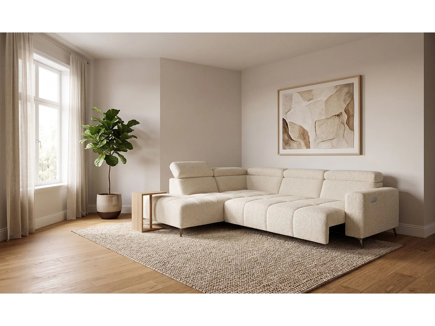 Canapé d’angle Velvet confort profond – effet nuage (cloud sofa) – tissu premium – salon moderne