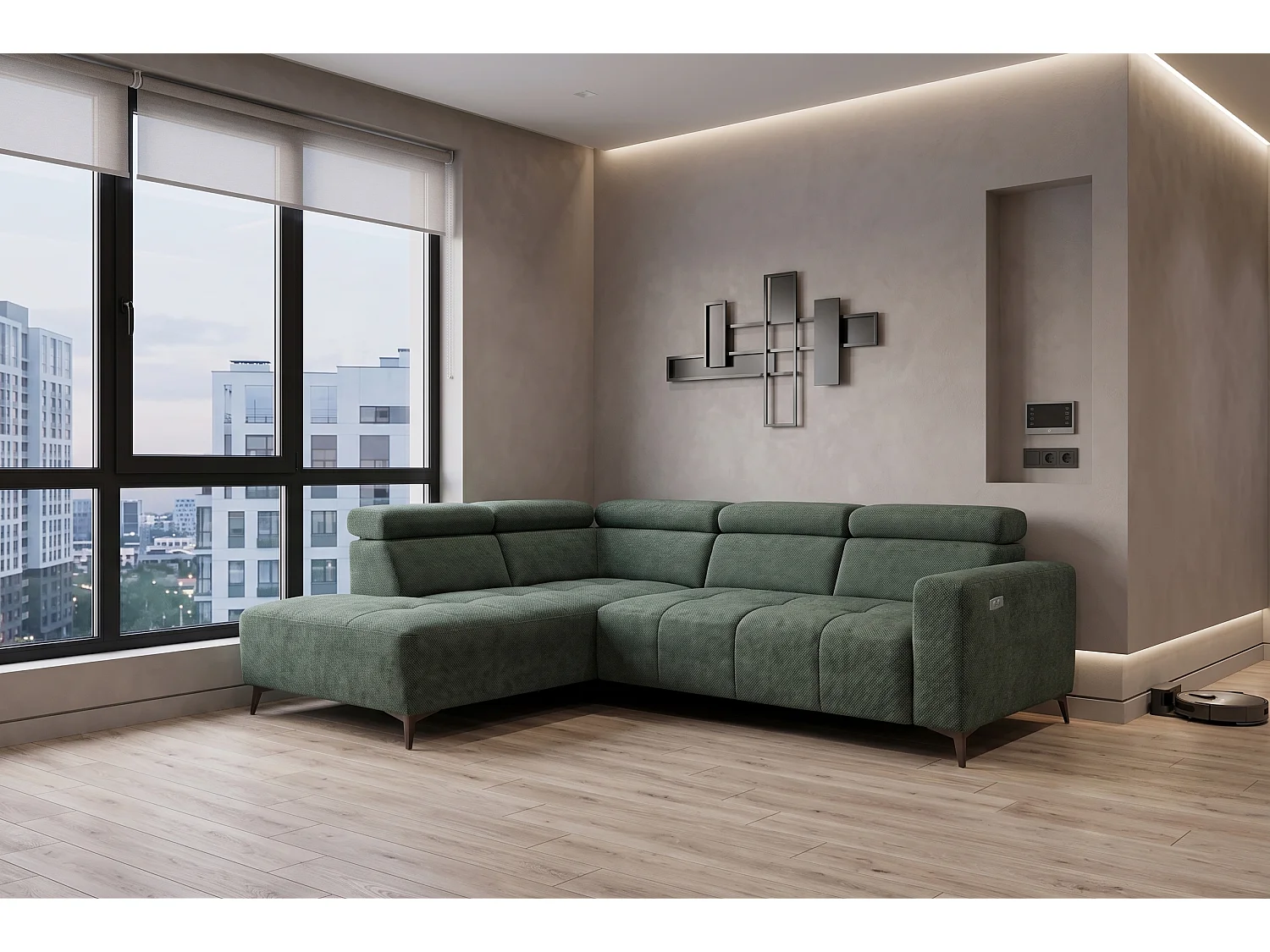 Narożnik Velvet ultra komfort – efekt chmury – miękka tkanina premium – funkcja relax