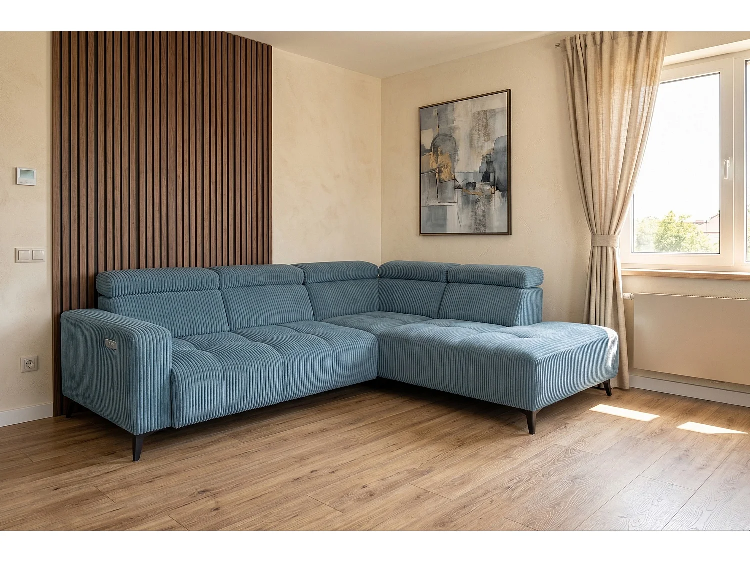 Narożnik Velvet ultra komfort – efekt chmury – miękka tkanina premium – funkcja relax