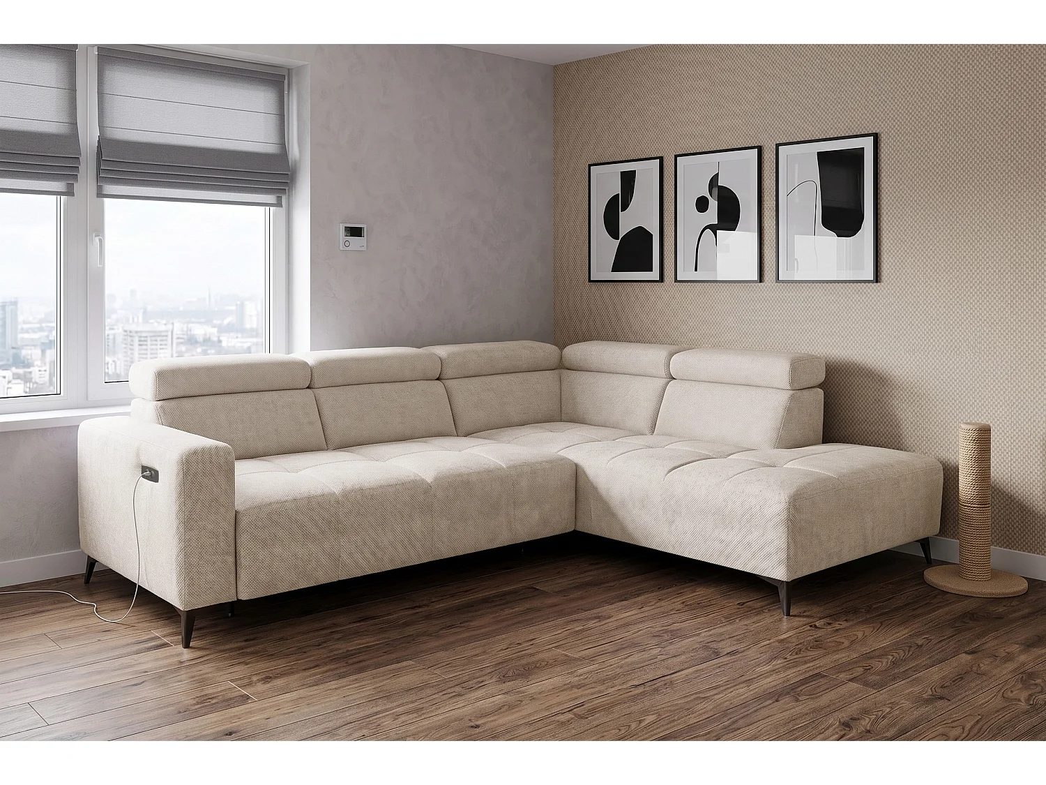 Canapé d’angle Velvet confort profond – effet nuage (cloud sofa) – tissu premium – salon moderne