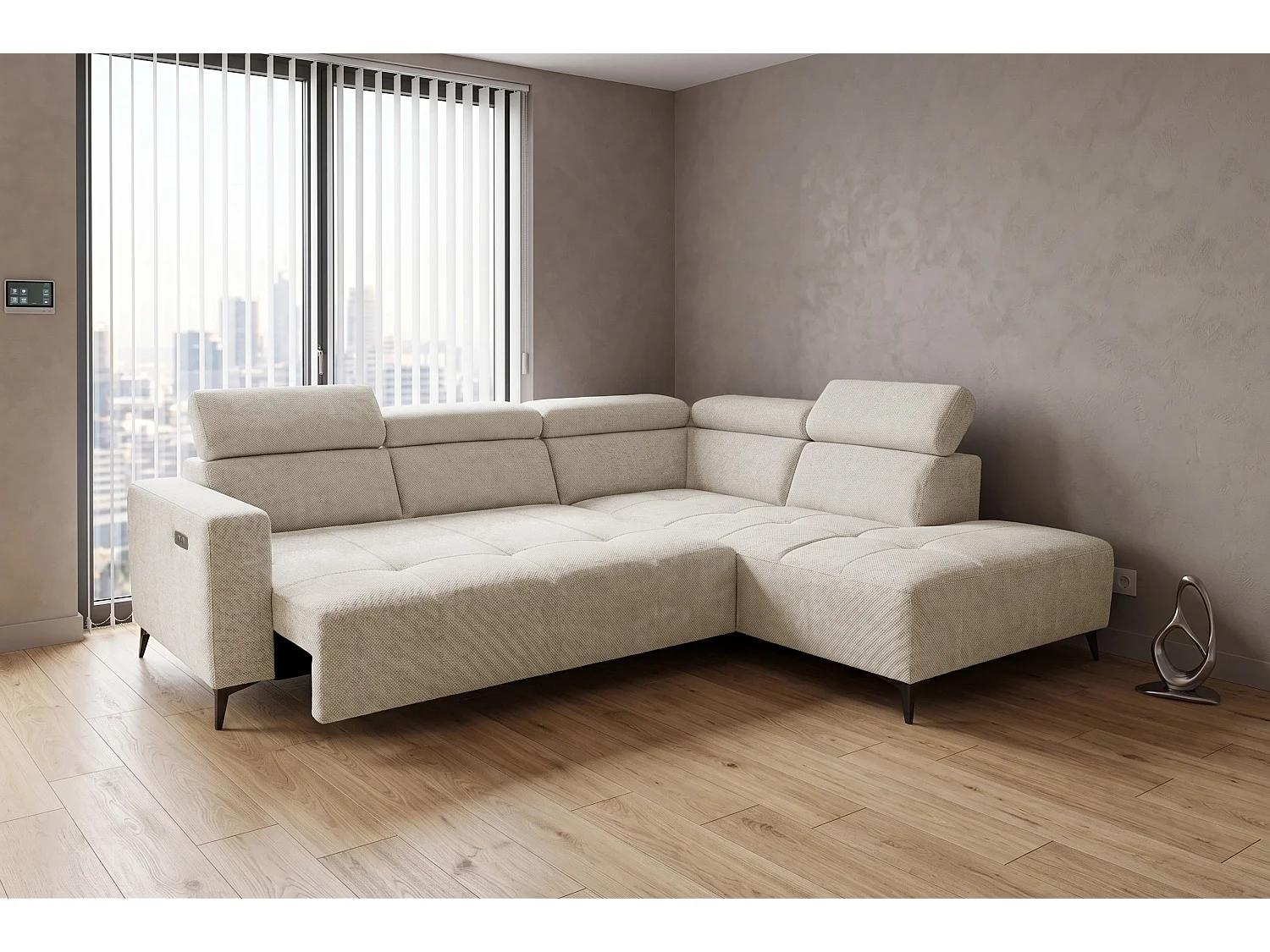 Canapé d’angle Velvet confort profond – effet nuage (cloud sofa) – tissu premium – salon moderne