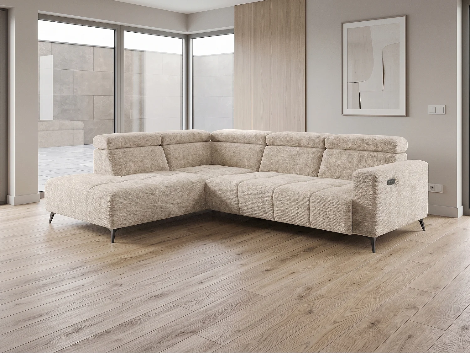 Canapé d’angle Velvet confort profond – effet nuage (cloud sofa) – tissu premium – salon moderne