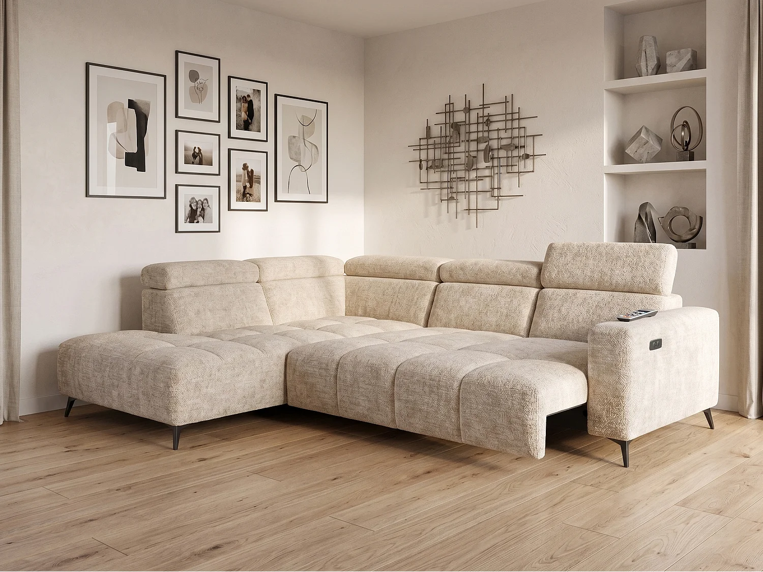 Canapé d’angle Velvet confort profond – effet nuage (cloud sofa) – tissu premium – salon moderne