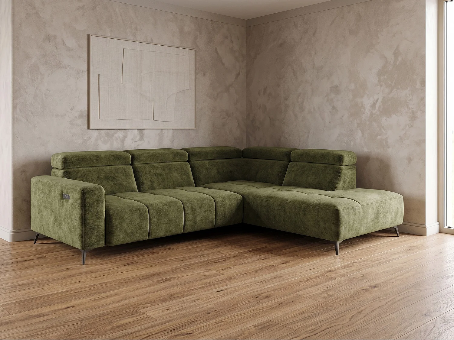 Narożnik Velvet ultra komfort – efekt chmury – miękka tkanina premium – funkcja relax