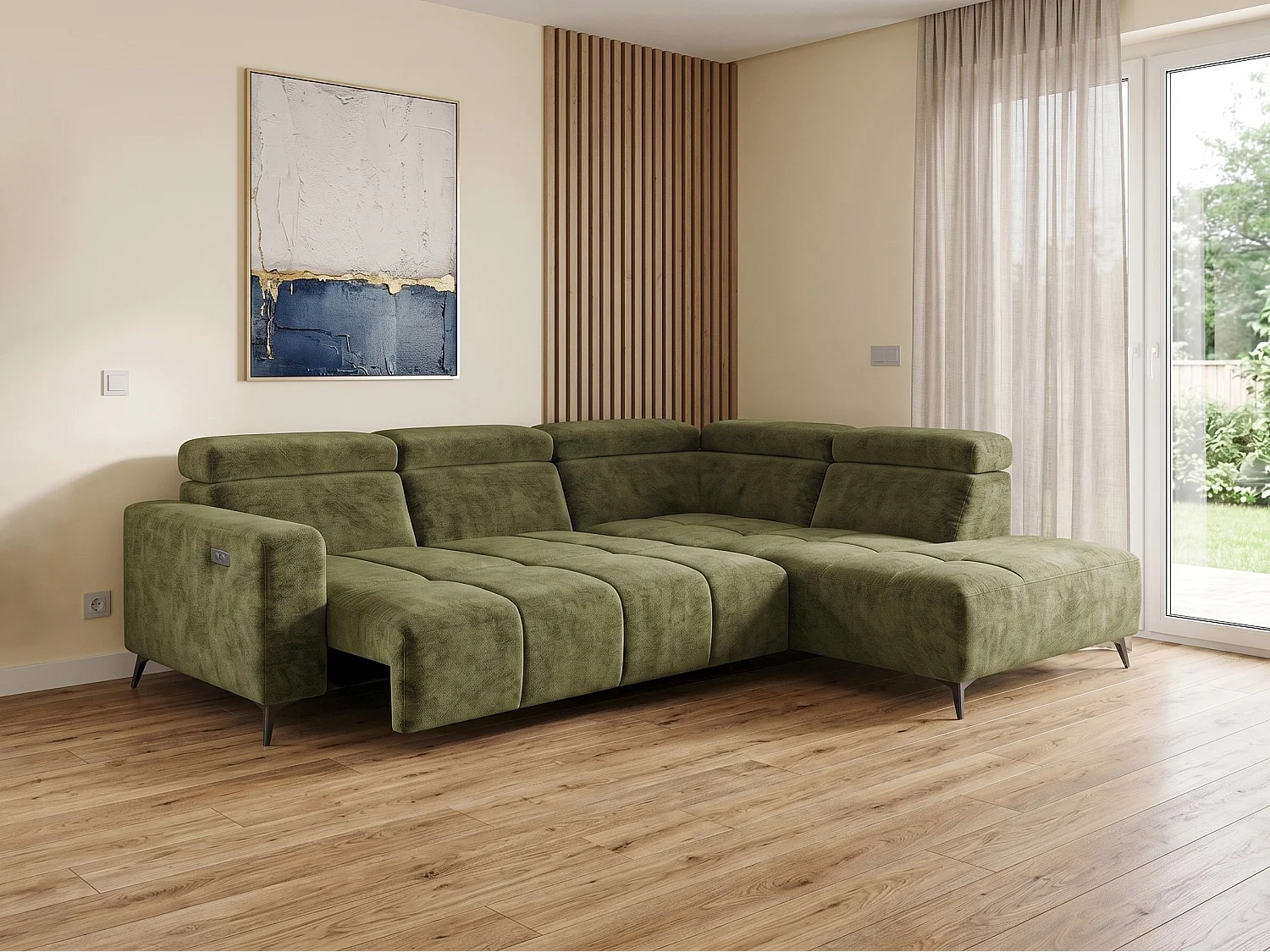 Narożnik Velvet ultra komfort – efekt chmury – miękka tkanina premium – funkcja relax