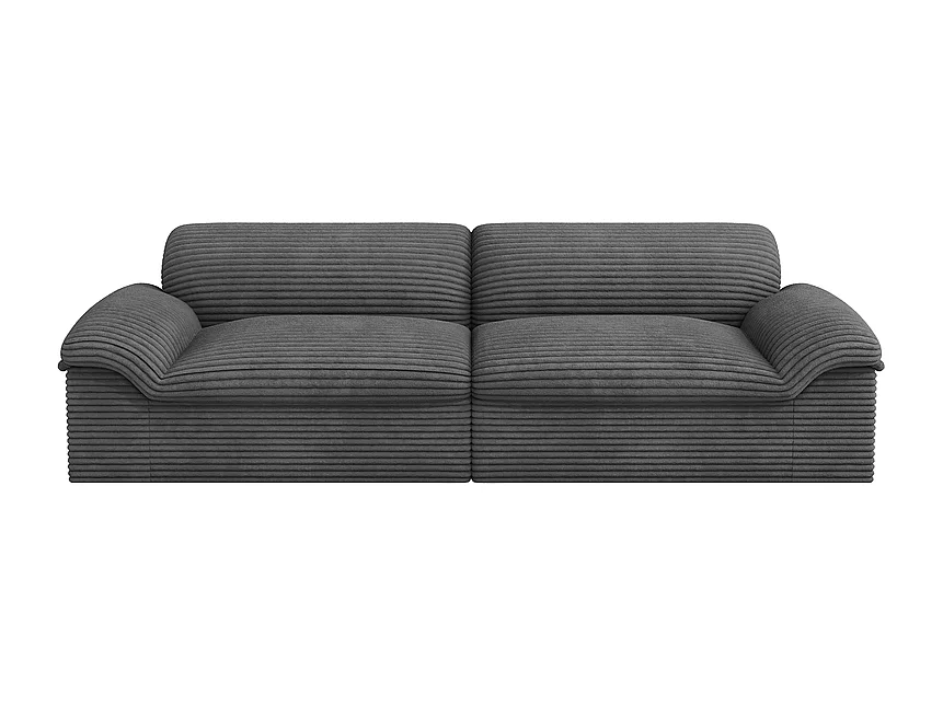 Modulaire 3/4-zits bank van grof geribbeld fluweel - 260x103x80cm - Grijs