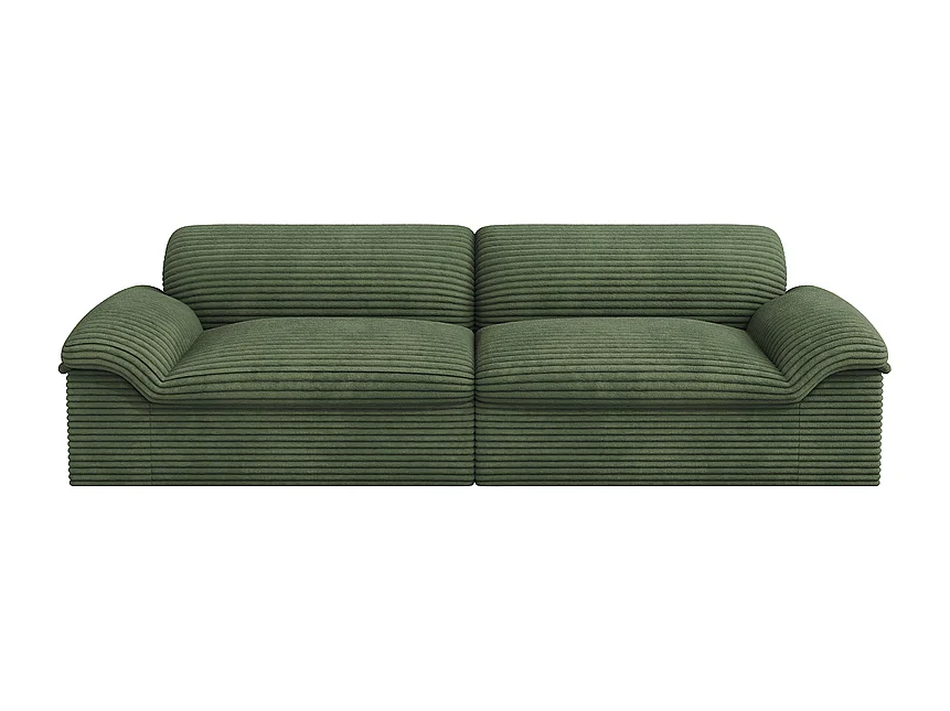 Modulaire 3/4-zits bank van grof geribbeld fluweel - 260x103x80cm - Groen