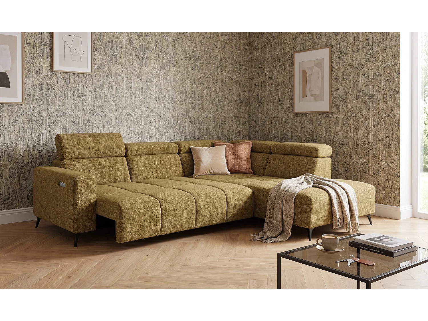 Narożnik Velvet ultra komfort – efekt chmury – miękka tkanina premium – funkcja relax