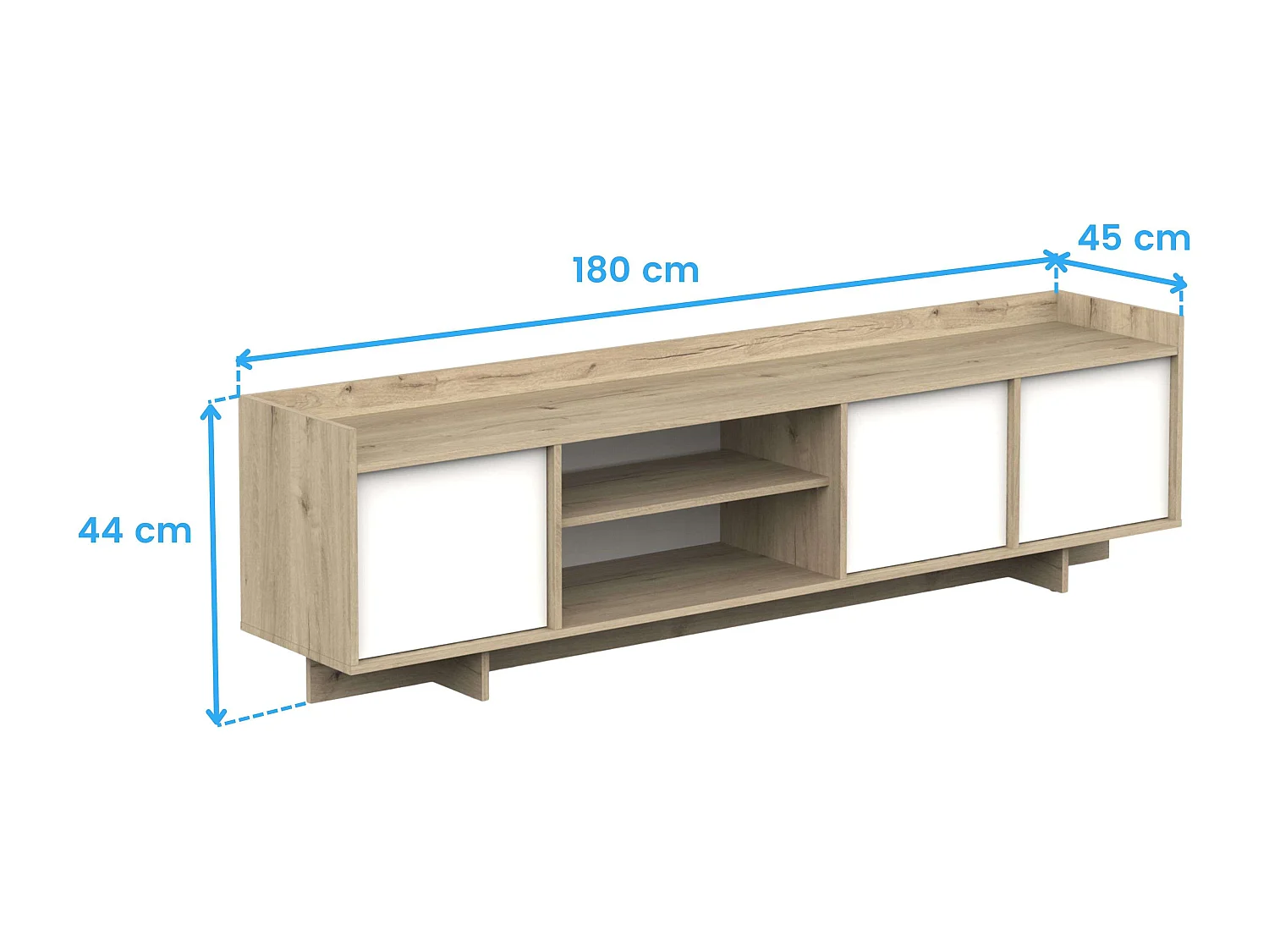 Pack salón Lead (mueble tv, aparador, estantería y mesa comedor extensible)