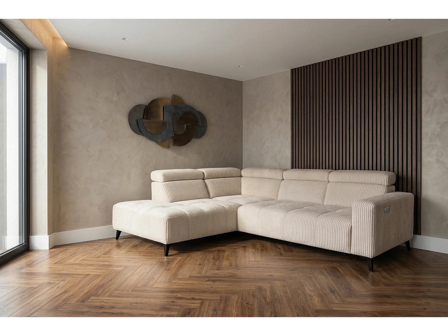 Canapé d’angle Velvet confort profond – effet nuage (cloud sofa) – tissu premium – salon moderne