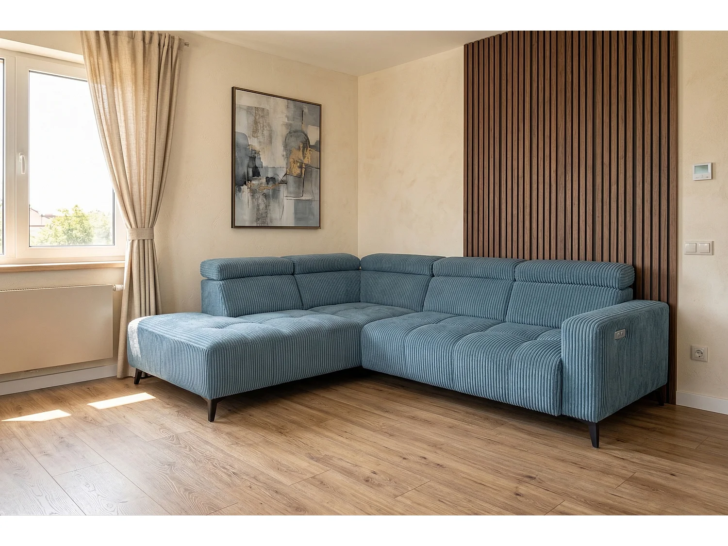 Narożnik Velvet ultra komfort – efekt chmury – miękka tkanina premium – funkcja relax