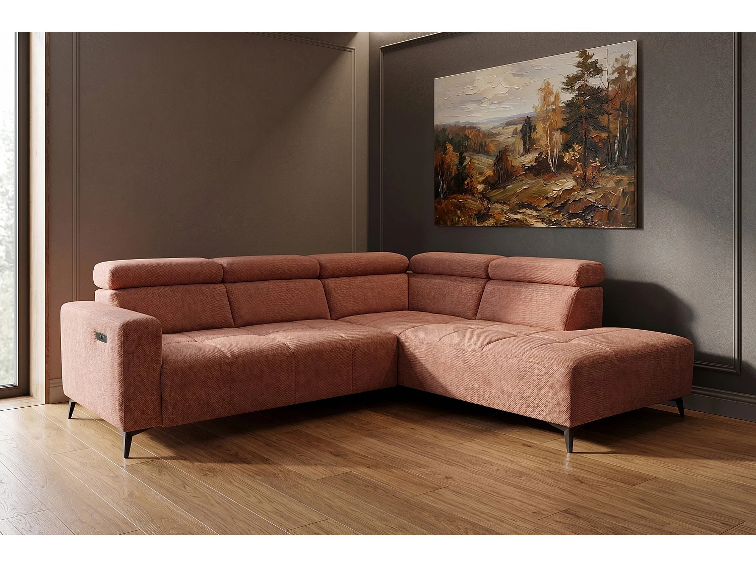Narożnik Velvet ultra komfort – efekt chmury – miękka tkanina premium – funkcja relax