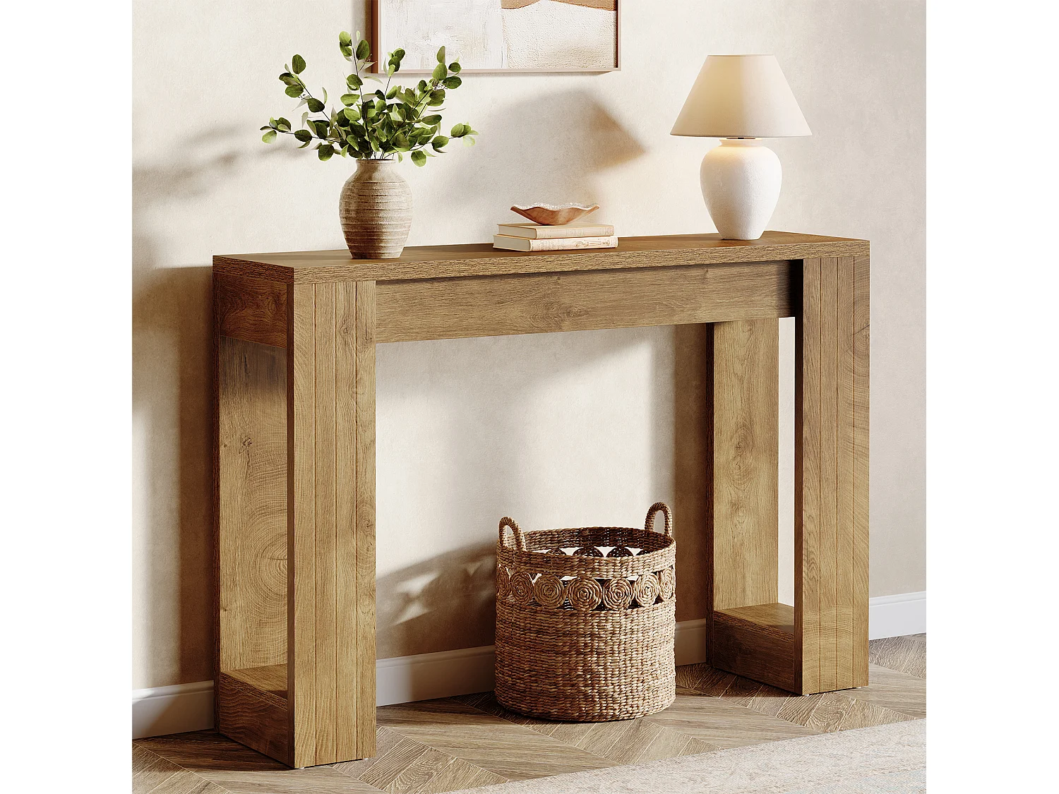 Mesa de Console de 105cm para Entrada e Sala de Estar, Mesa Moderna para Sofá