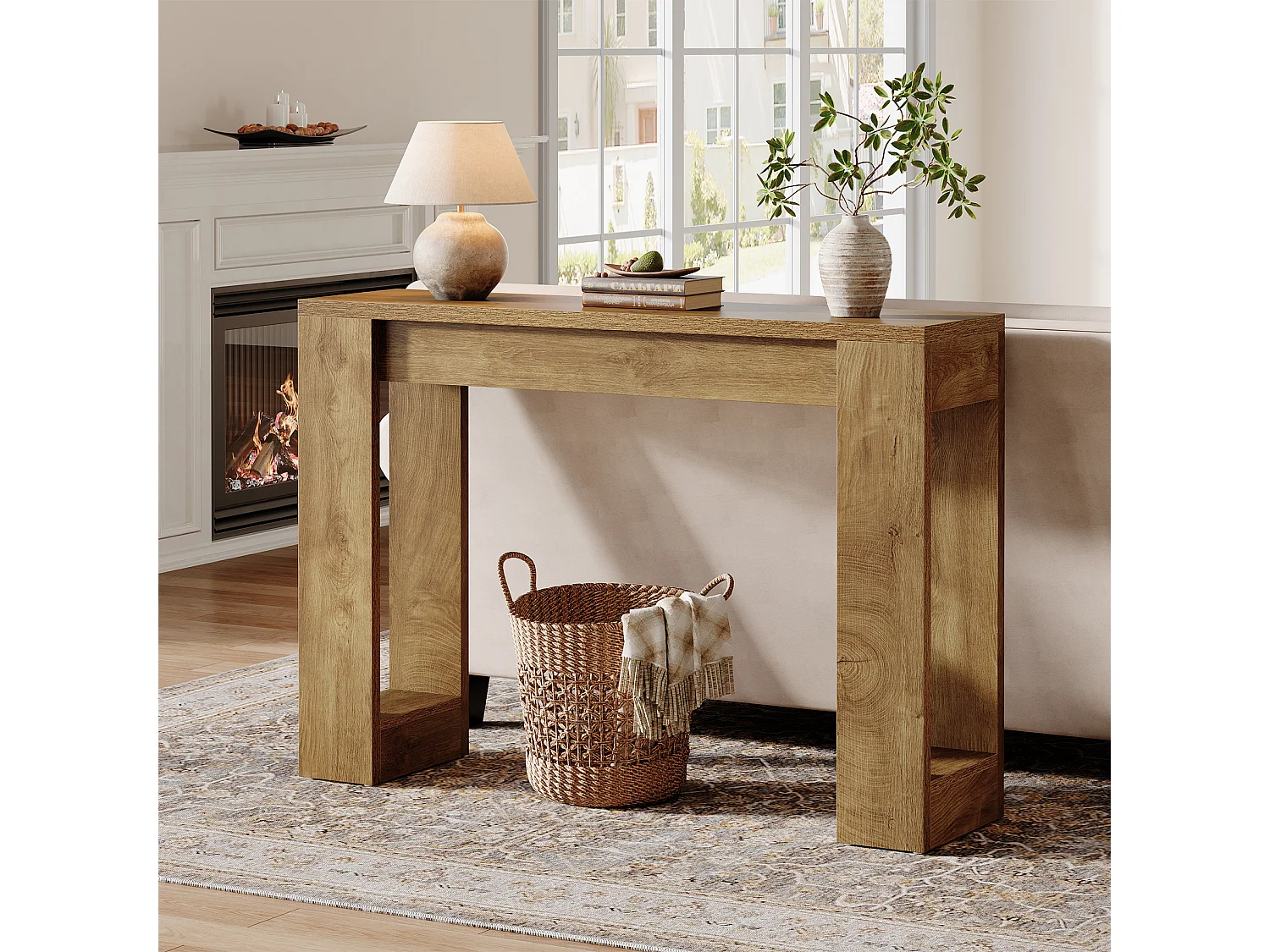 Mesa de Console de 105cm para Entrada e Sala de Estar, Mesa Moderna para Sofá