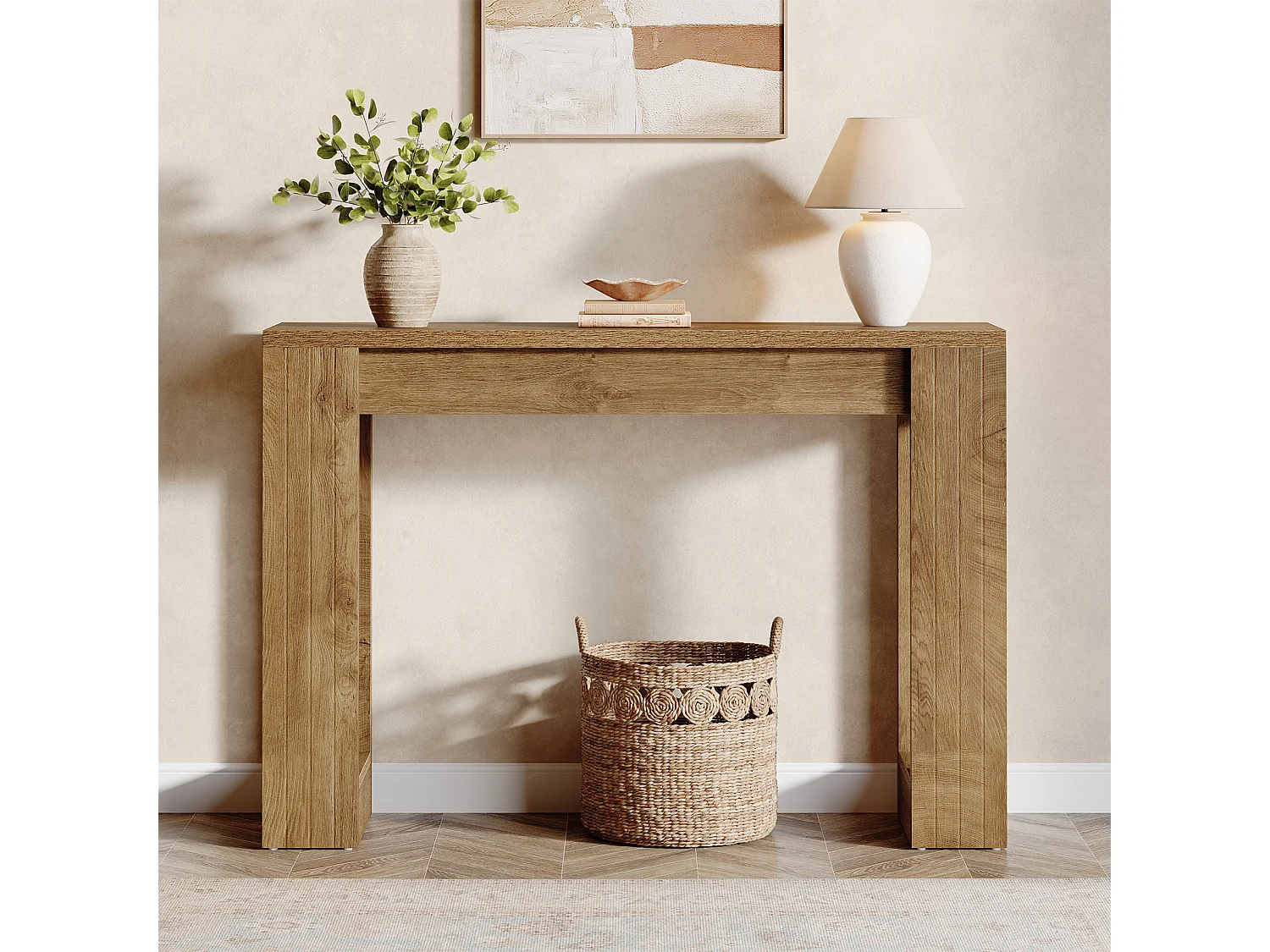 Mesa de Console de 105cm para Entrada e Sala de Estar, Mesa Moderna para Sofá