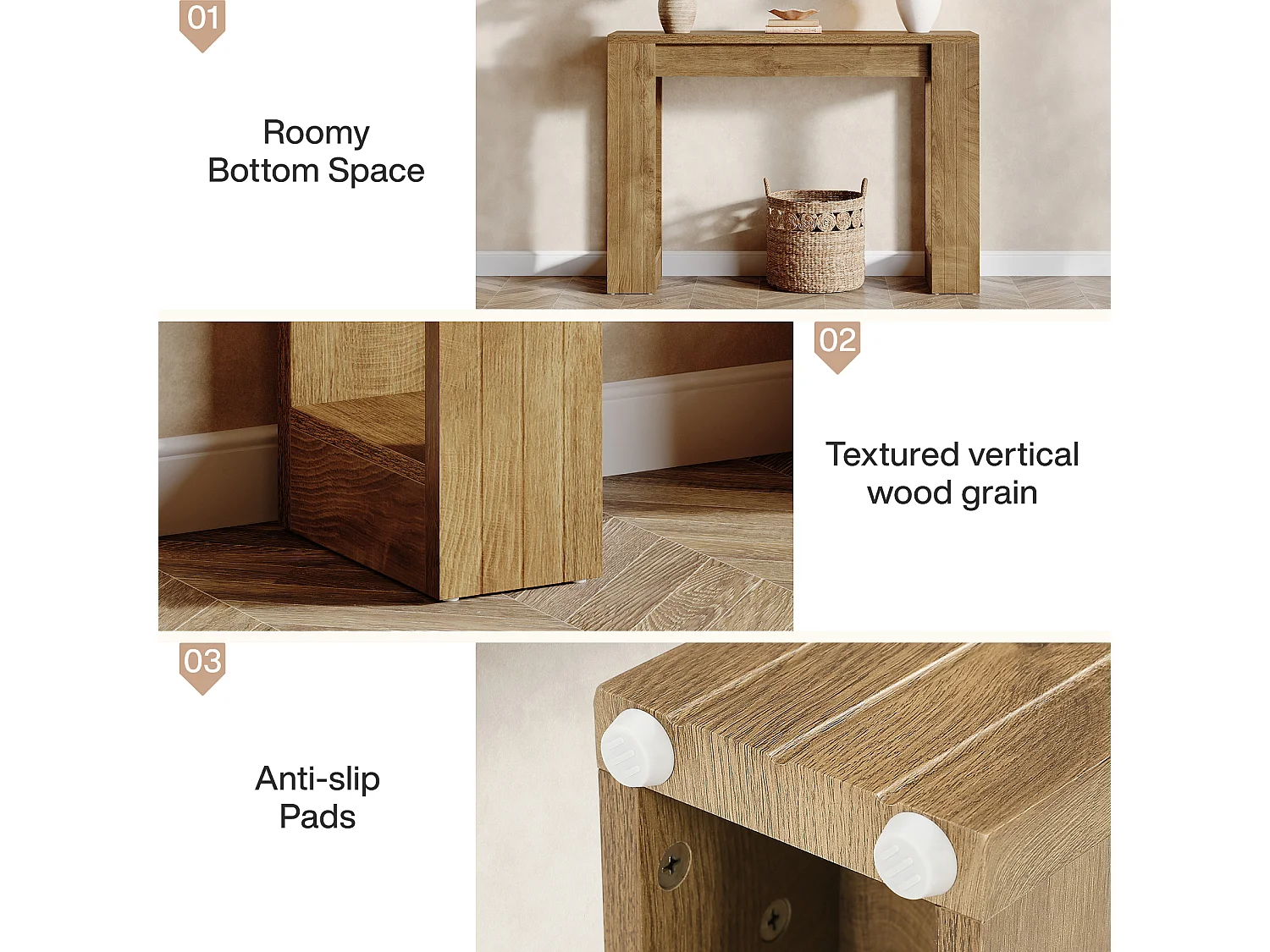 Mesa de Console de 105cm para Entrada e Sala de Estar, Mesa Moderna para Sofá