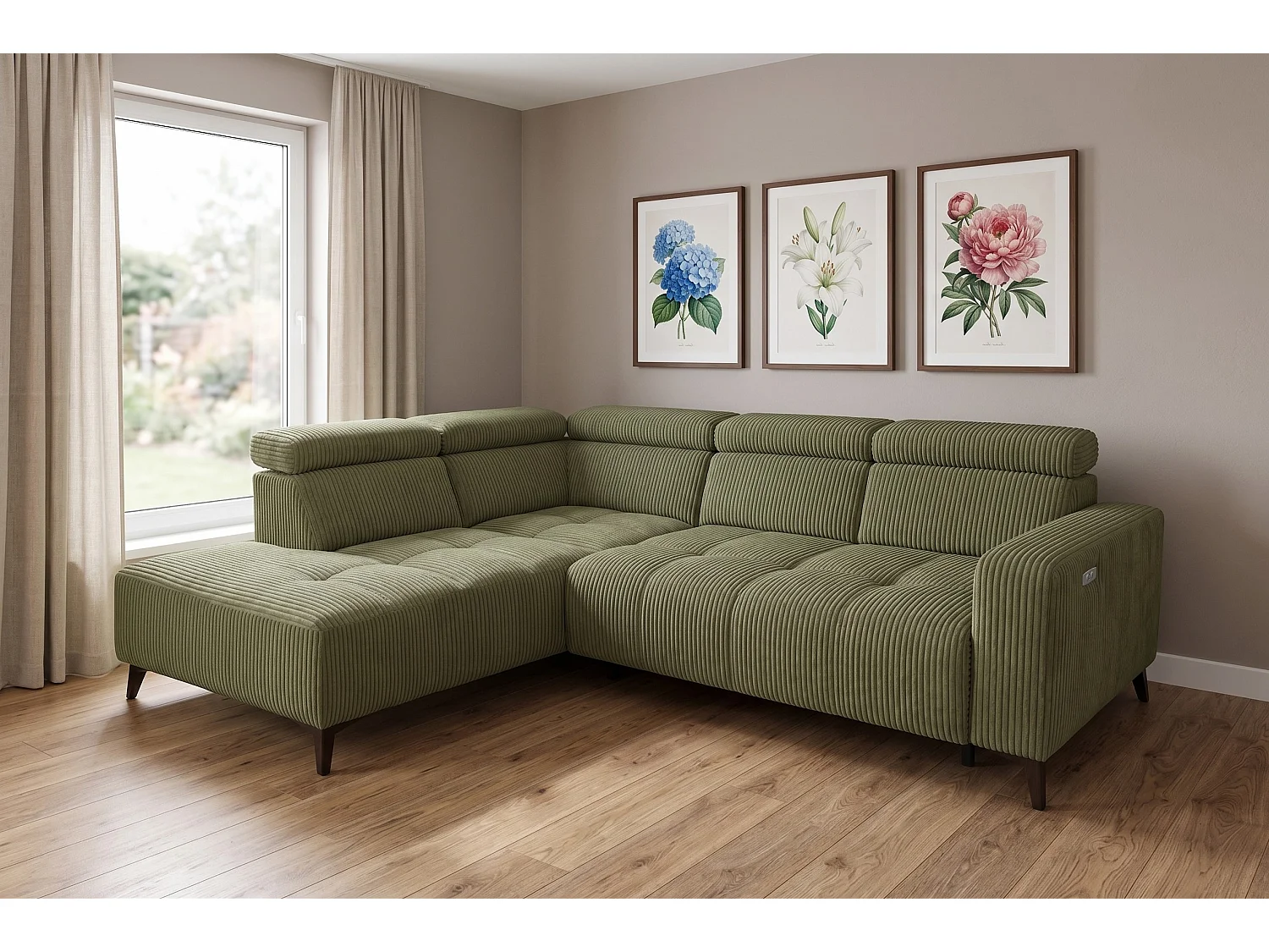 Narożnik Velvet ultra komfort – efekt chmury – miękka tkanina premium – funkcja relax