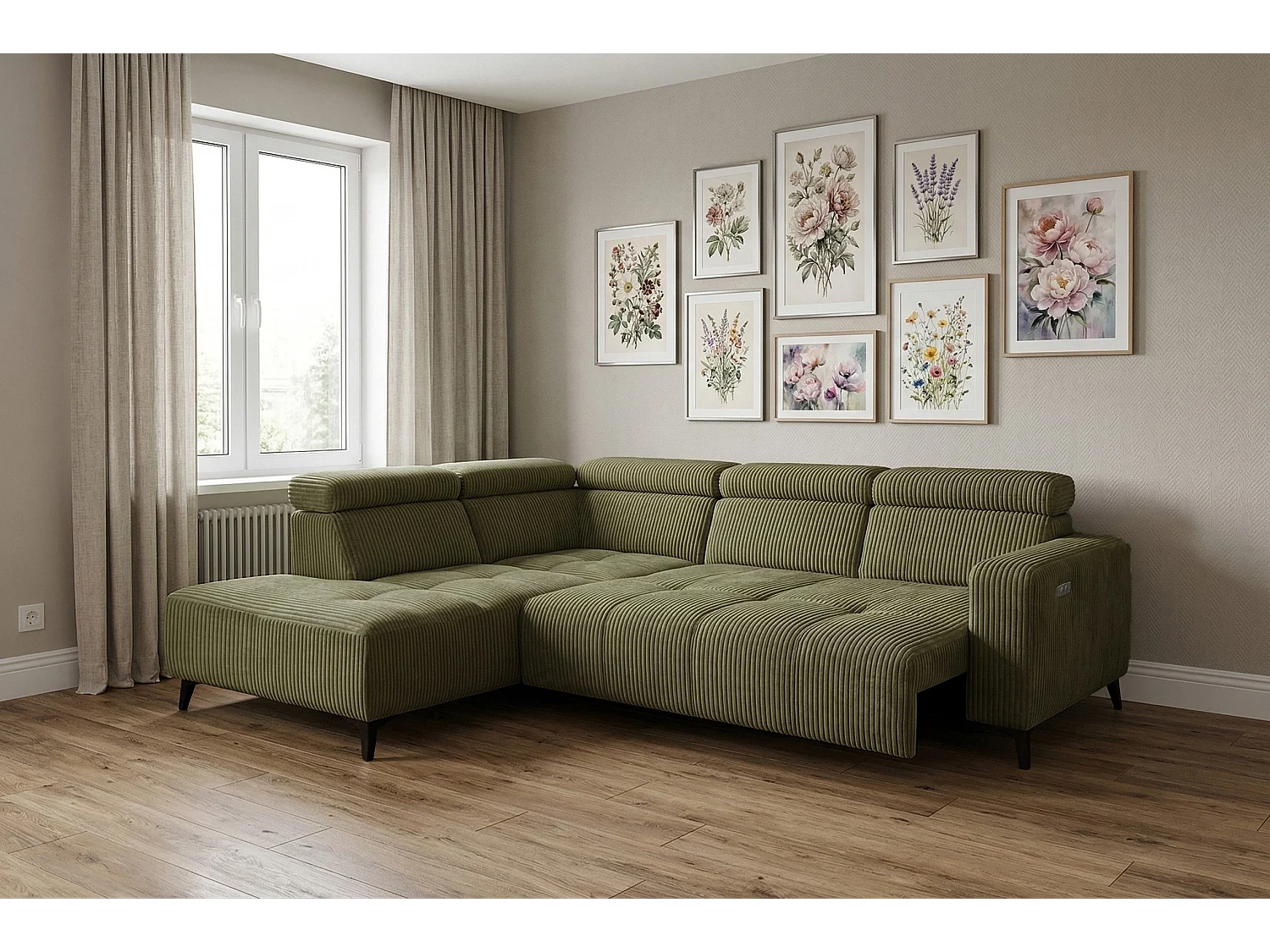Narożnik Velvet ultra komfort – efekt chmury – miękka tkanina premium – funkcja relax