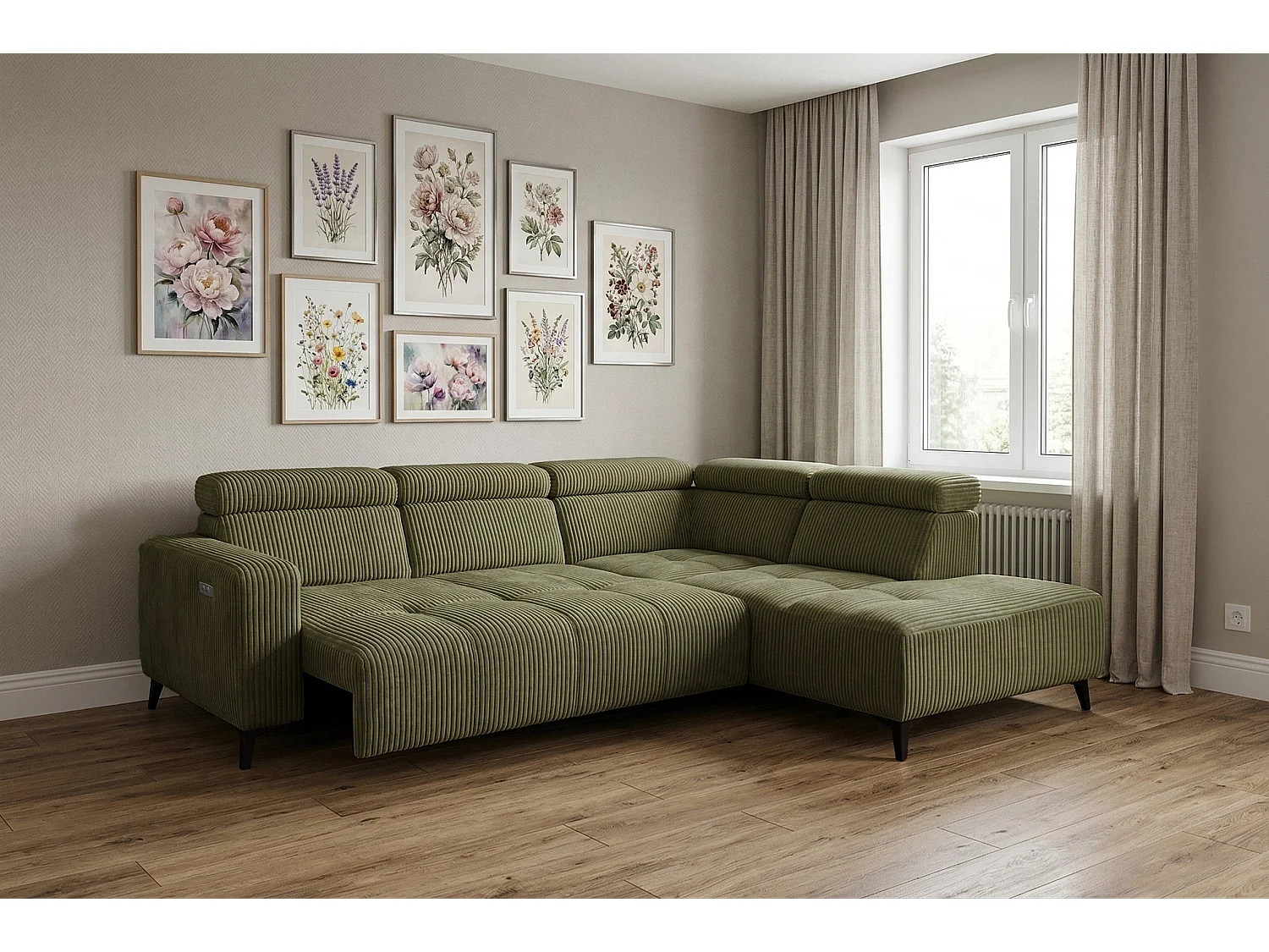Narożnik Velvet ultra komfort – efekt chmury – miękka tkanina premium – funkcja relax