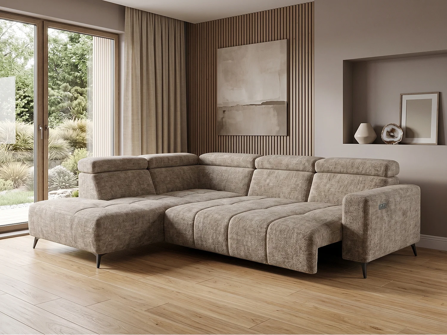 Canapé d’angle Velvet confort profond – effet nuage (cloud sofa) – tissu premium – salon moderne