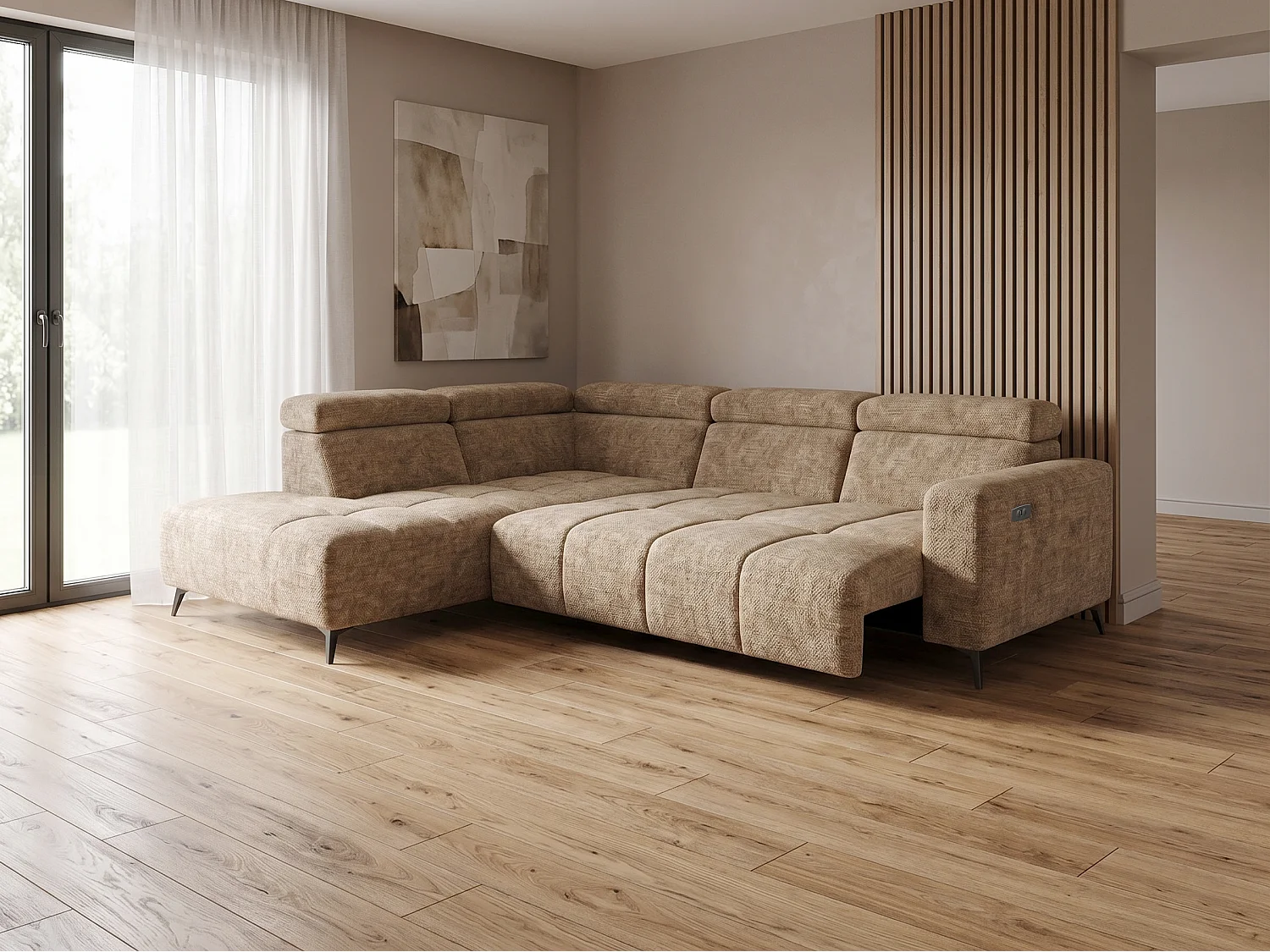 Canapé d’angle Velvet confort profond – effet nuage (cloud sofa) – tissu premium – salon moderne