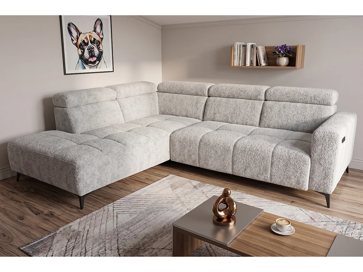 Narożnik Velvet ultra komfort – efekt chmury – miękka tkanina premium – funkcja relax