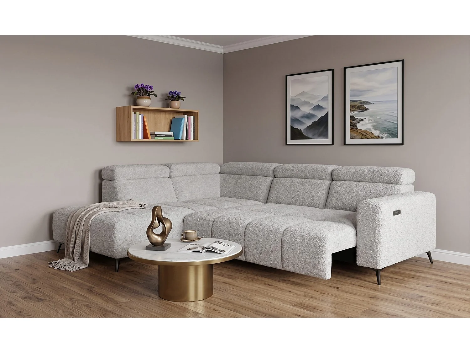 Narożnik Velvet ultra komfort – efekt chmury – miękka tkanina premium – funkcja relax