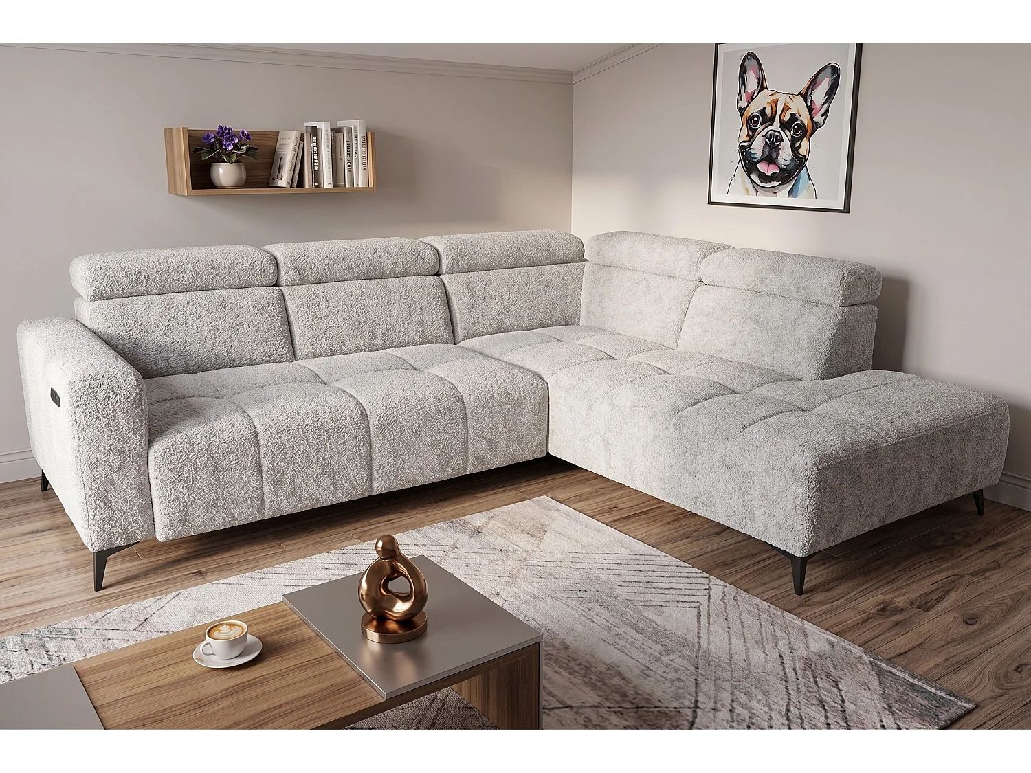 Narożnik Velvet ultra komfort – efekt chmury – miękka tkanina premium – funkcja relax