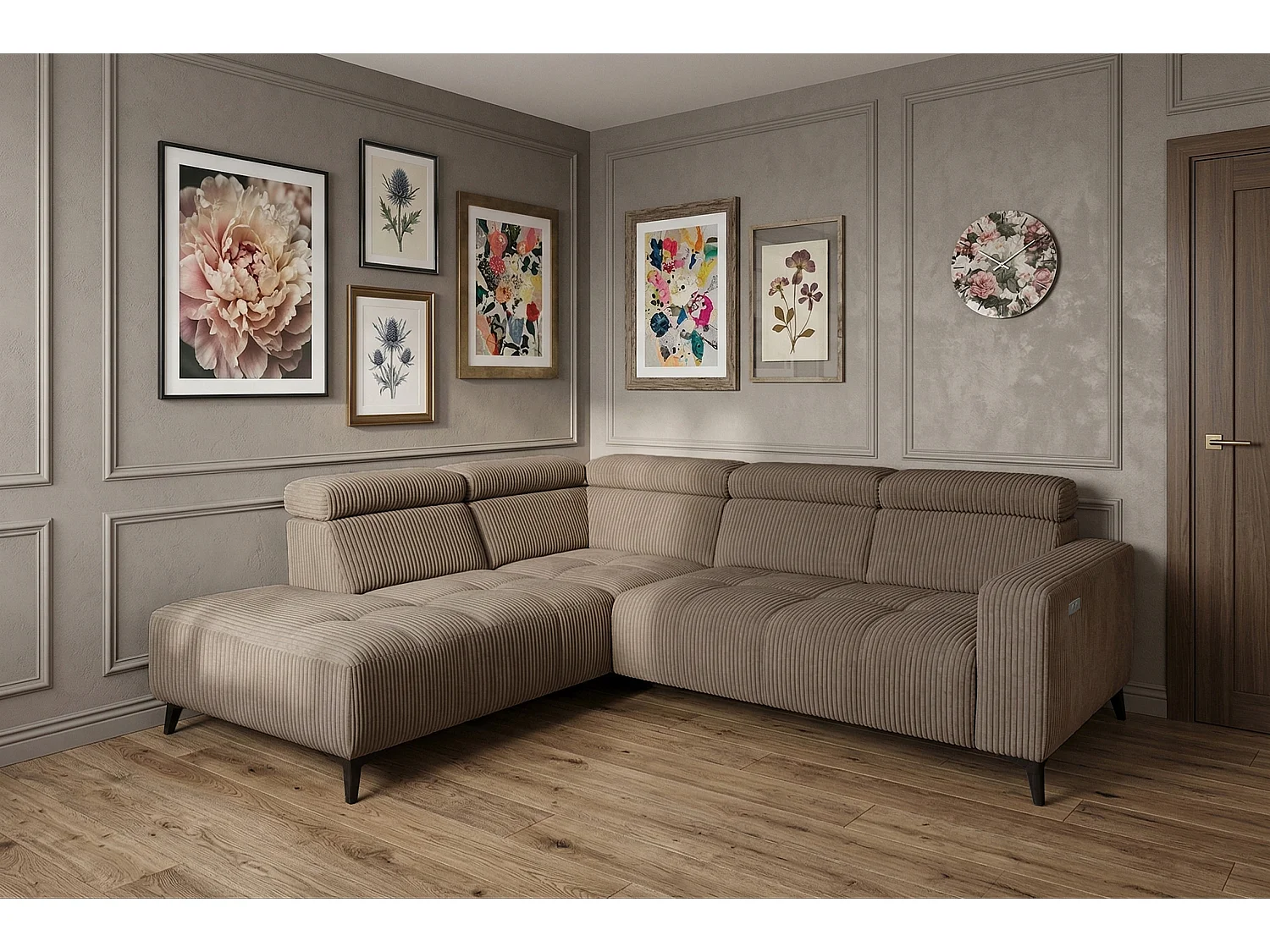 Narożnik Velvet ultra komfort – efekt chmury – miękka tkanina premium – funkcja relax