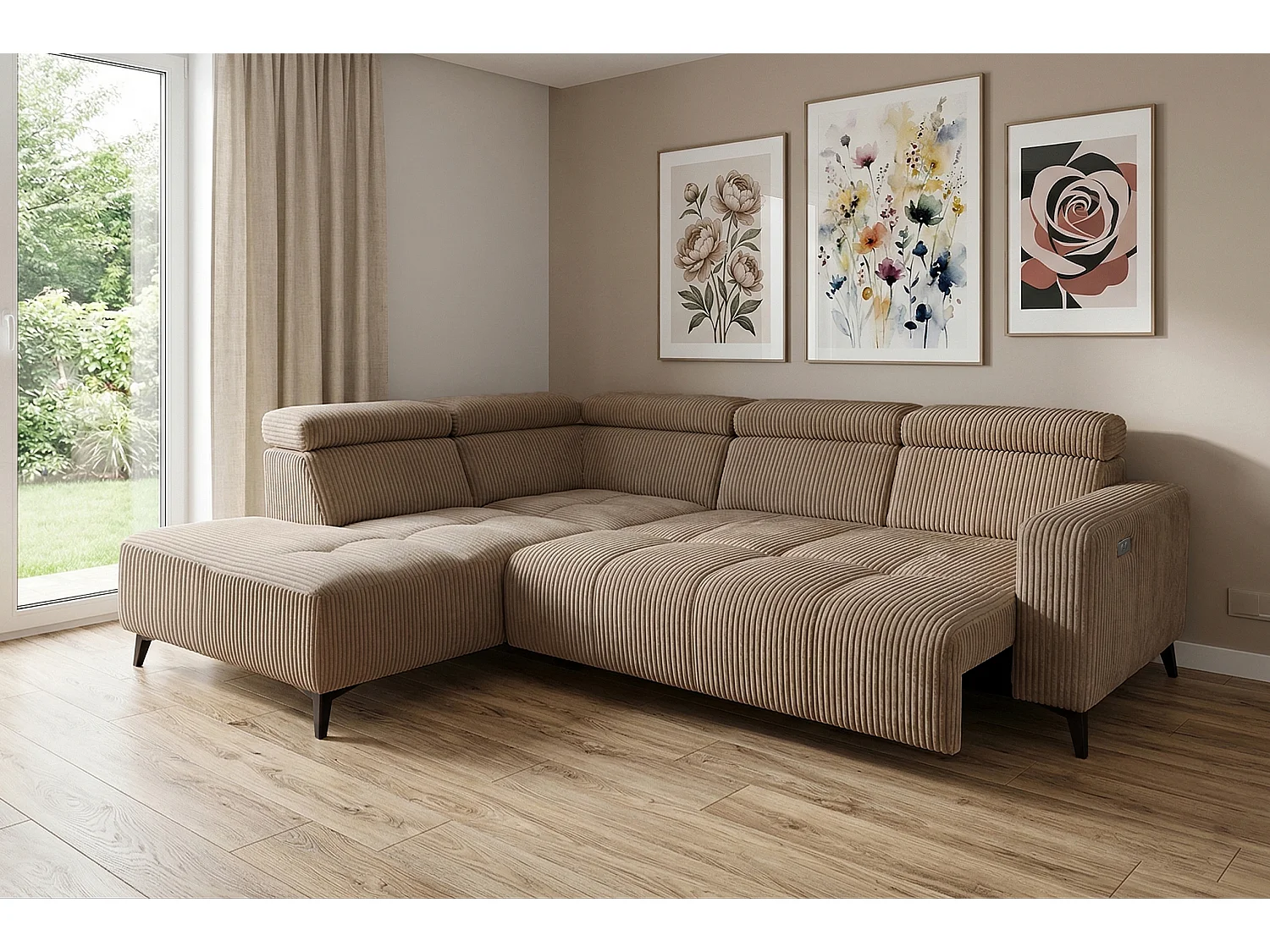 Narożnik Velvet ultra komfort – efekt chmury – miękka tkanina premium – funkcja relax