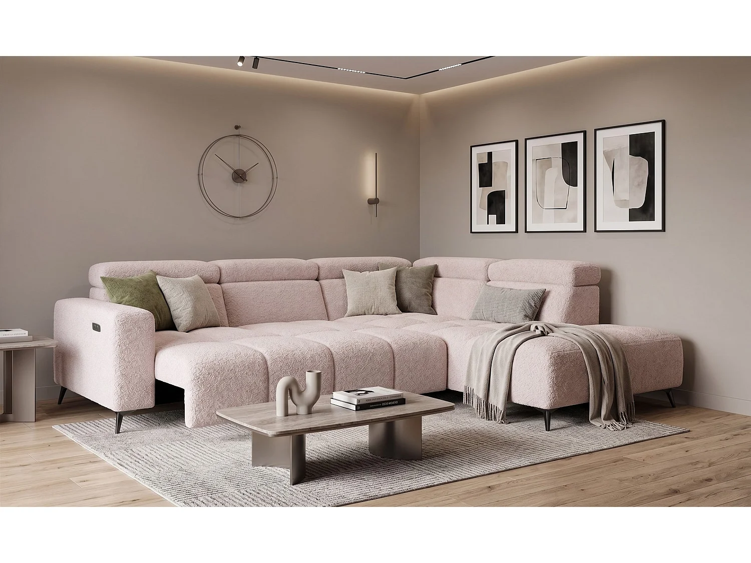 Canapé d’angle Velvet confort profond – effet nuage (cloud sofa) – tissu premium – salon moderne