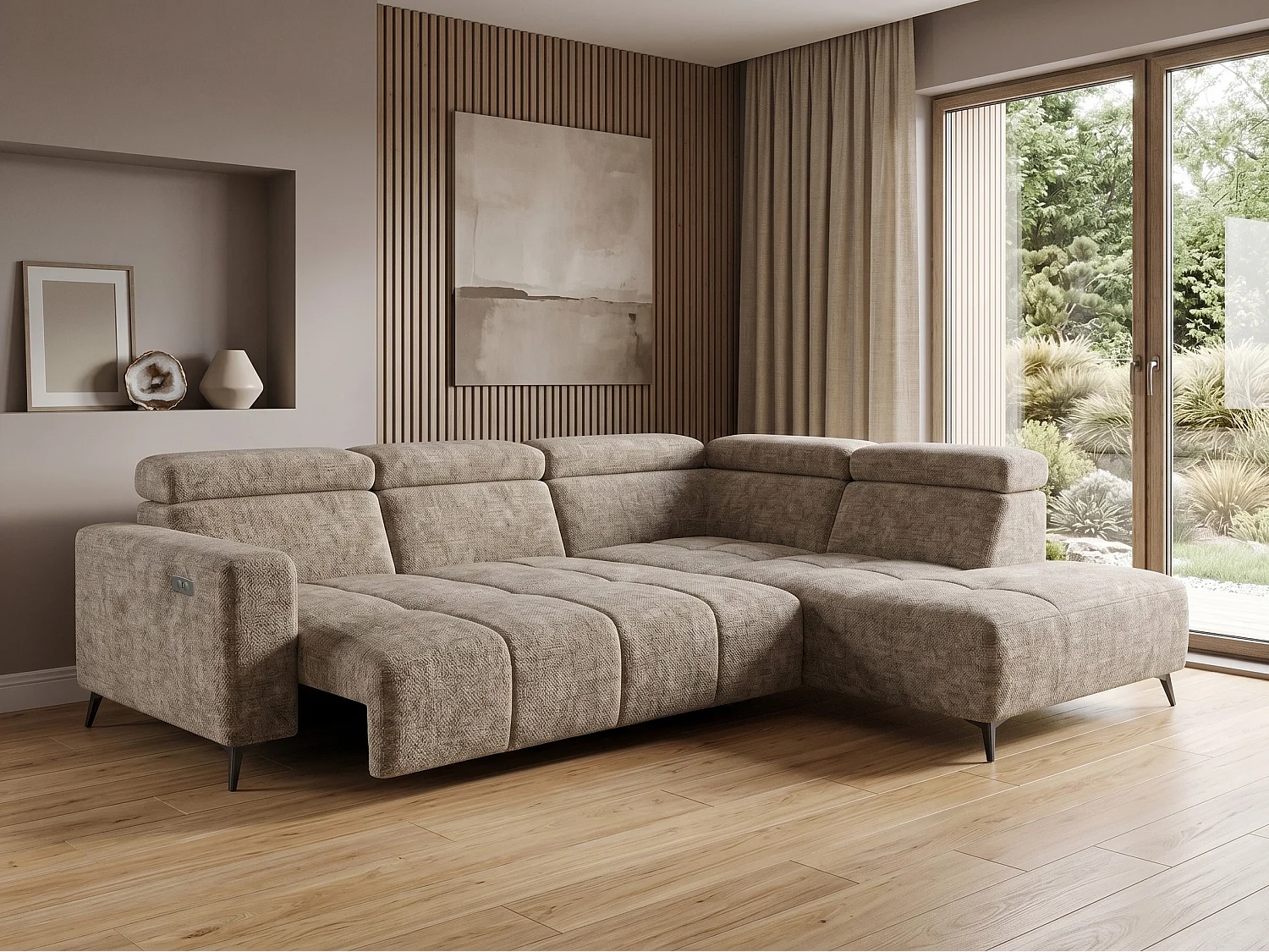 Canapé d’angle Velvet confort profond – effet nuage (cloud sofa) – tissu premium – salon moderne