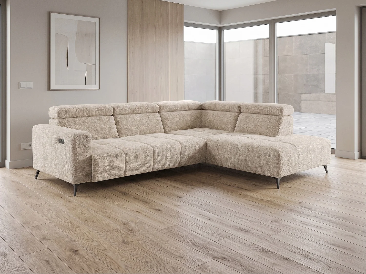 Narożnik Velvet ultra komfort – efekt chmury – miękka tkanina premium – funkcja relax