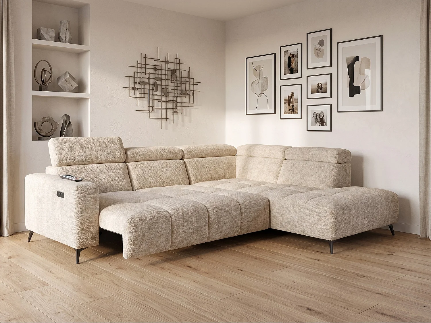 Narożnik Velvet ultra komfort – efekt chmury – miękka tkanina premium – funkcja relax