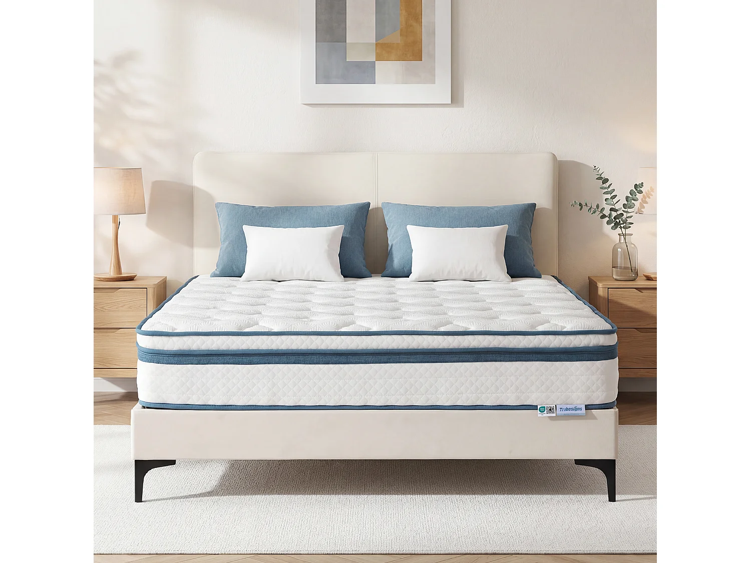 Matelas ressorts avec couche de gel Ensachés 90x200 Cm ép.25 cm 7 Zones, Sommier non compris