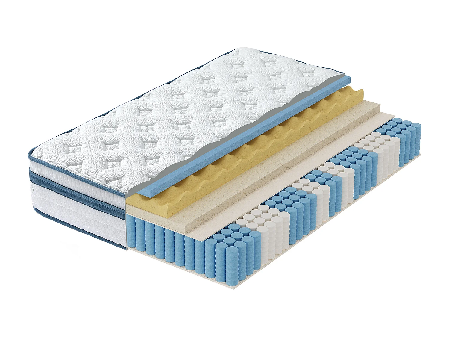 Matelas ressorts avec couche de gel Ensachés 120x200 Cm ép.25 cm 7 Zones, Sommier non compris