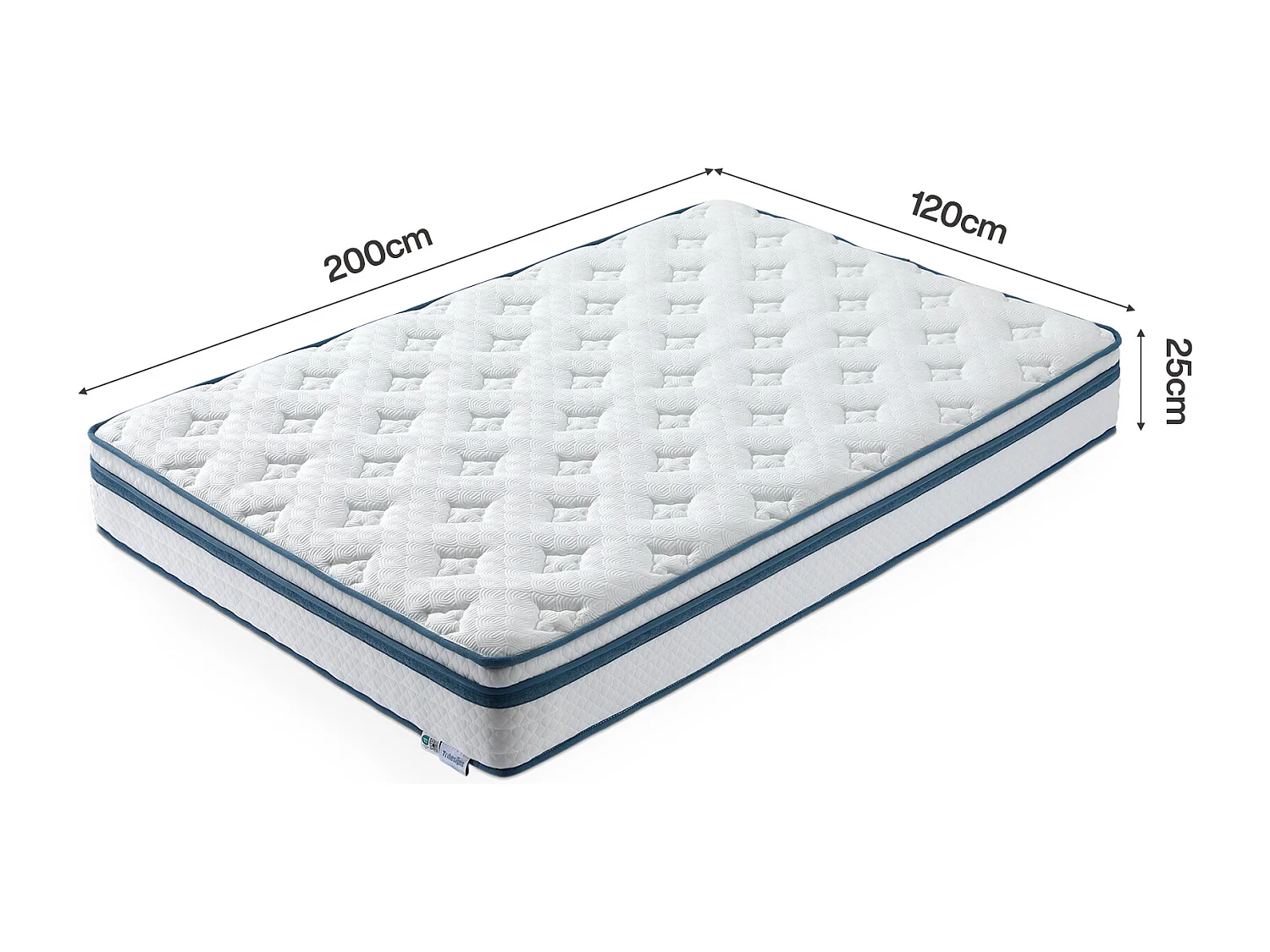 Matelas ressorts avec couche de gel Ensachés 120x200 Cm ép.25 cm 7 Zones, Sommier non compris