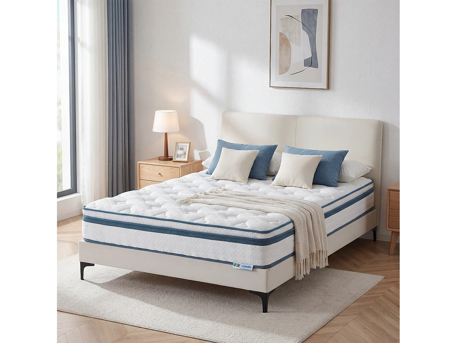 Matelas ressorts avec couche de gel Ensachés 120x200 Cm ép.25 cm 7 Zones, Sommier non compris
