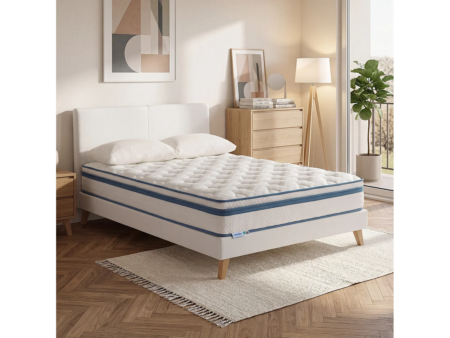 Matelas ressorts avec couche de gel Ensachés 120x200 Cm ép.25 cm 7 Zones, Sommier non compris