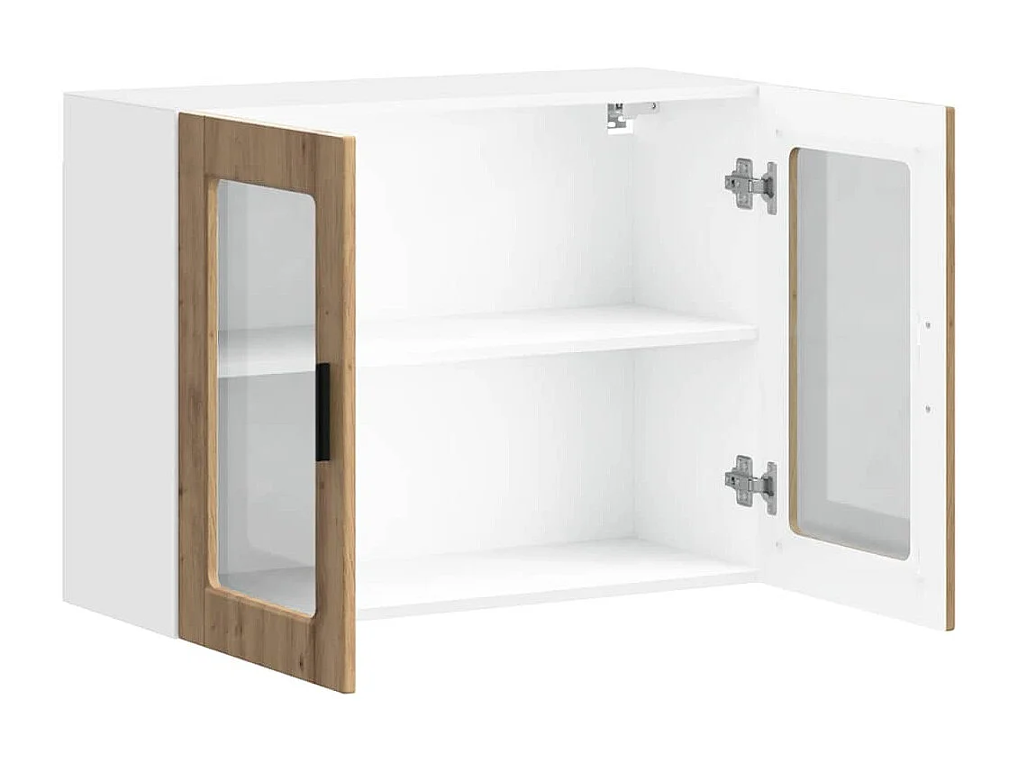 Meuble murale de cuisine porte en verre chêne artisanal