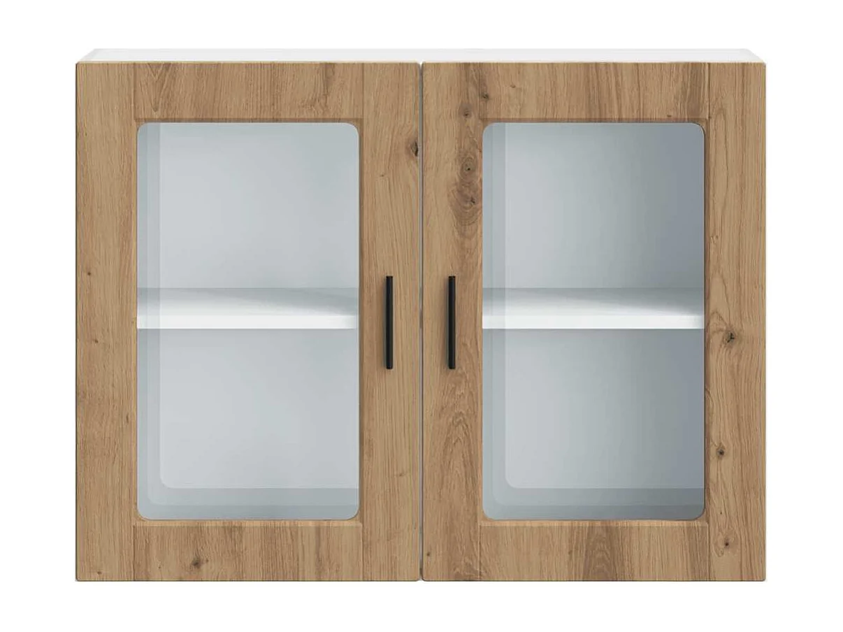 Meuble murale de cuisine porte en verre chêne artisanal
