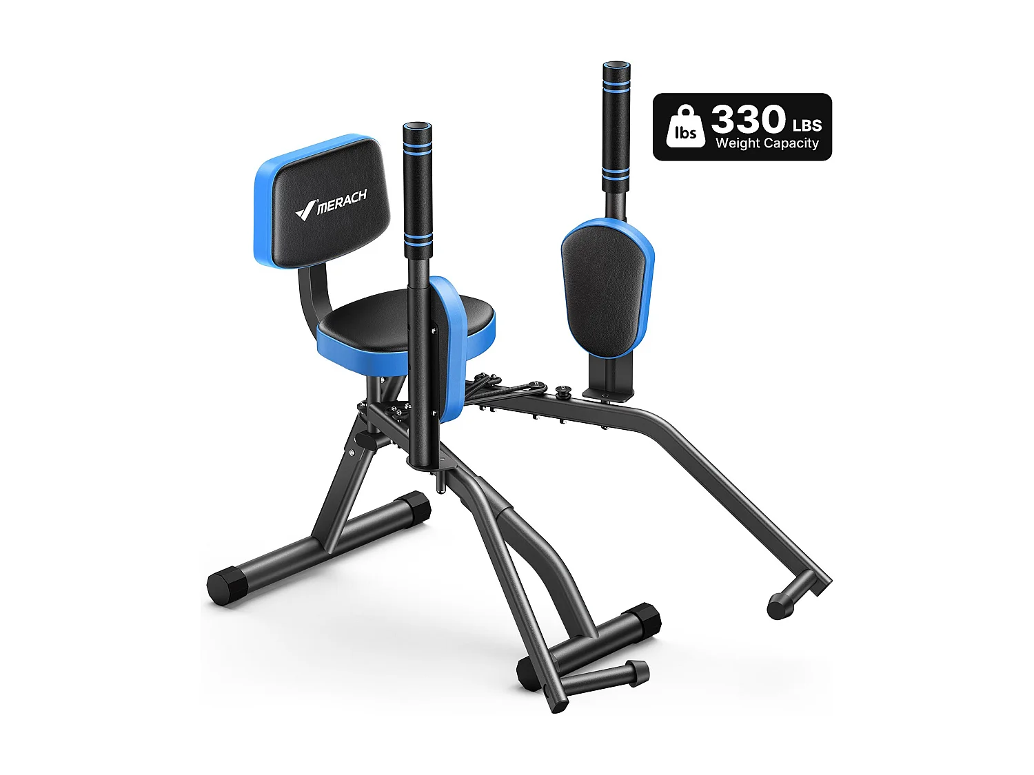 Máquina multifunción MERACH, resistencia y asa ajustables, almohadillas para piernas giratorias de 360°, para glúteos, muslos y caderas, azul