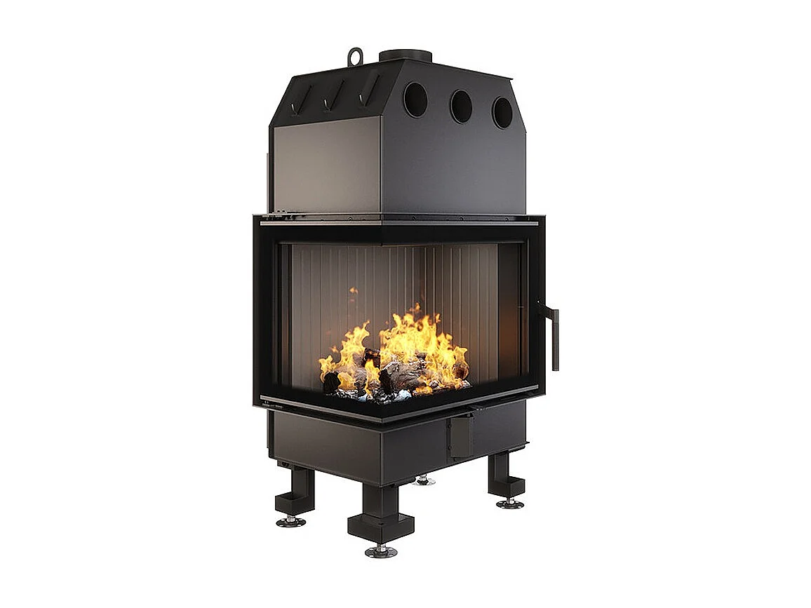 Cheminée d'angle Insert ouverture gauche Noir Energy 65x50x47 (14,5 kW) ECO